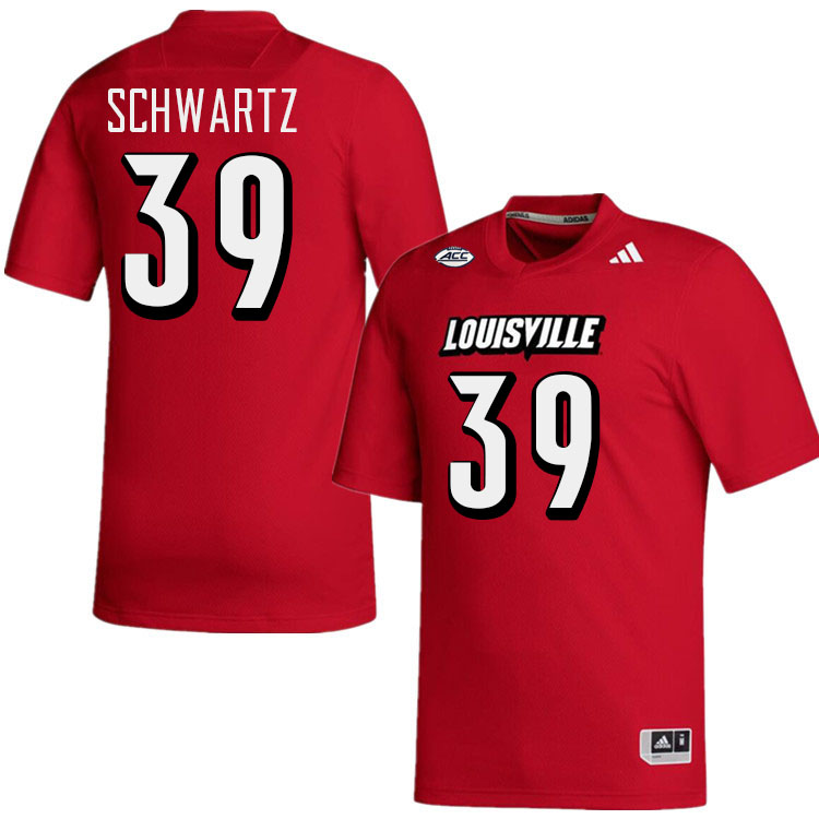 Men #39 Carter Schwartz Louisville Cardinals College Football Jerseys Stitched-Red